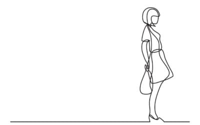 Line drawing of woman standing alone