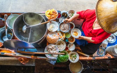 Top view of traditional Taiwanese street vendor