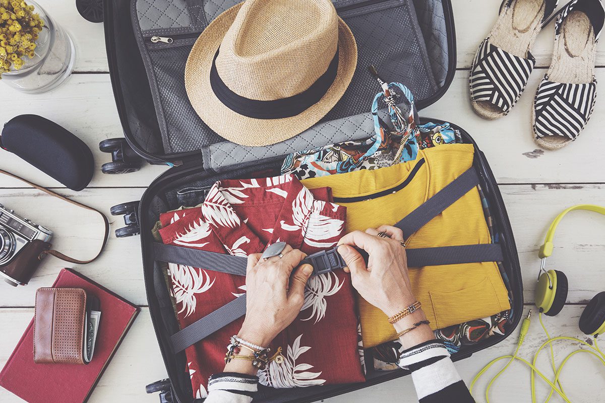 flat lay of woman packing