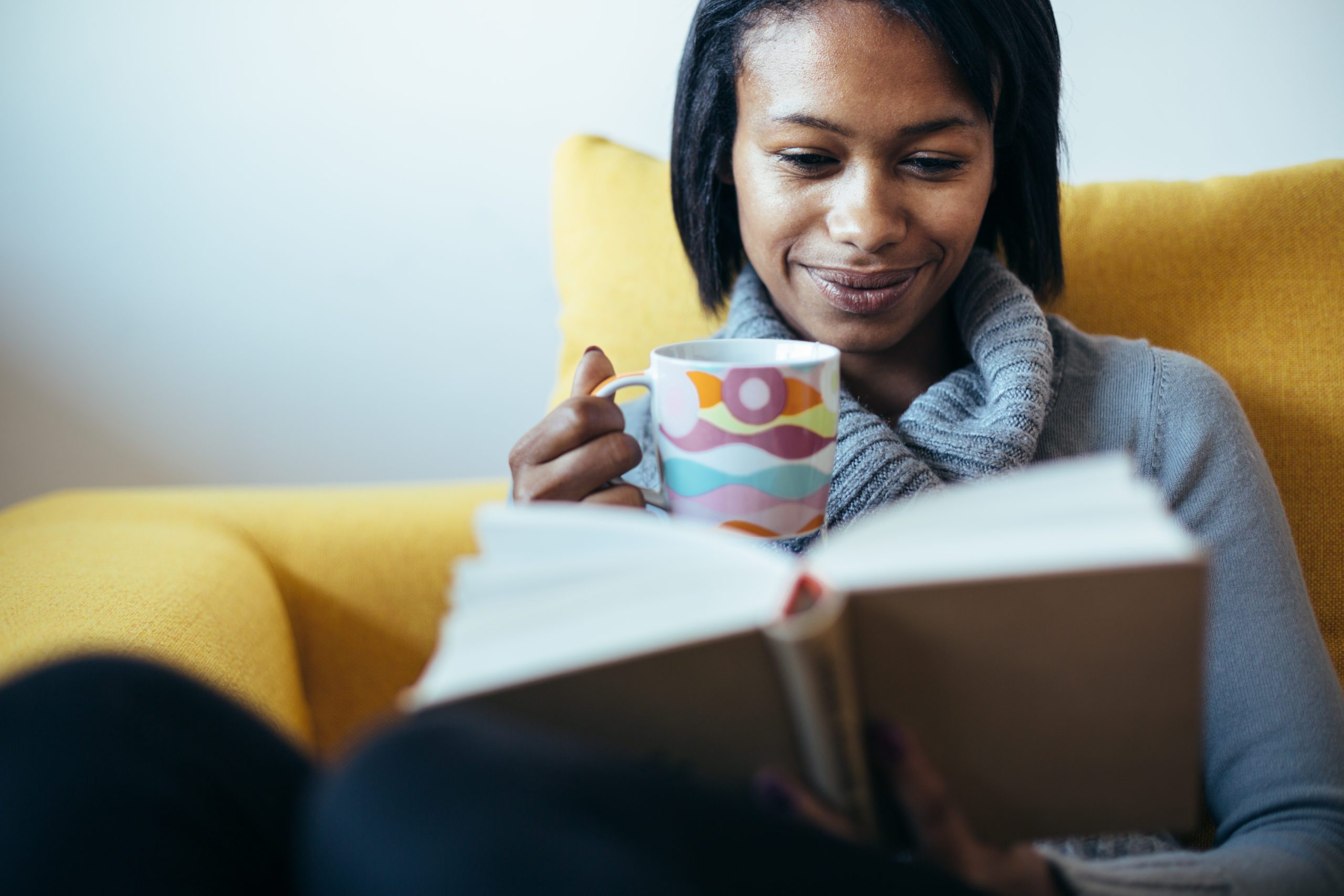 woman reading book