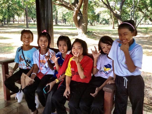 Thai school girls on a field trip