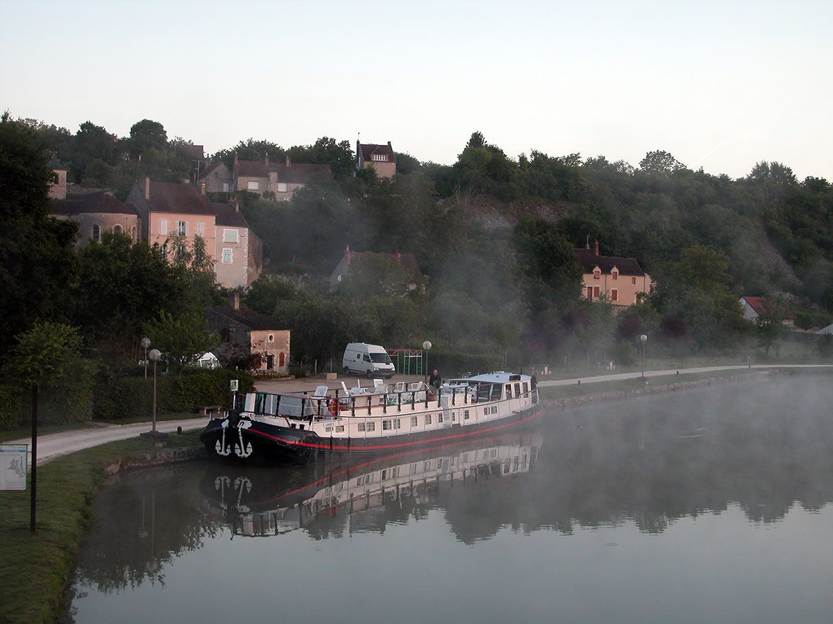 Barge on the river, Burgundy, France