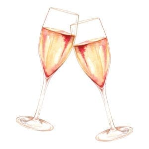 Watercolor champagne glasses