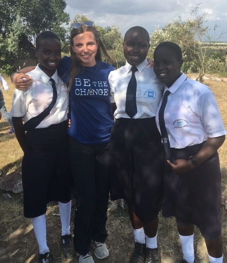 Alyx with school girls