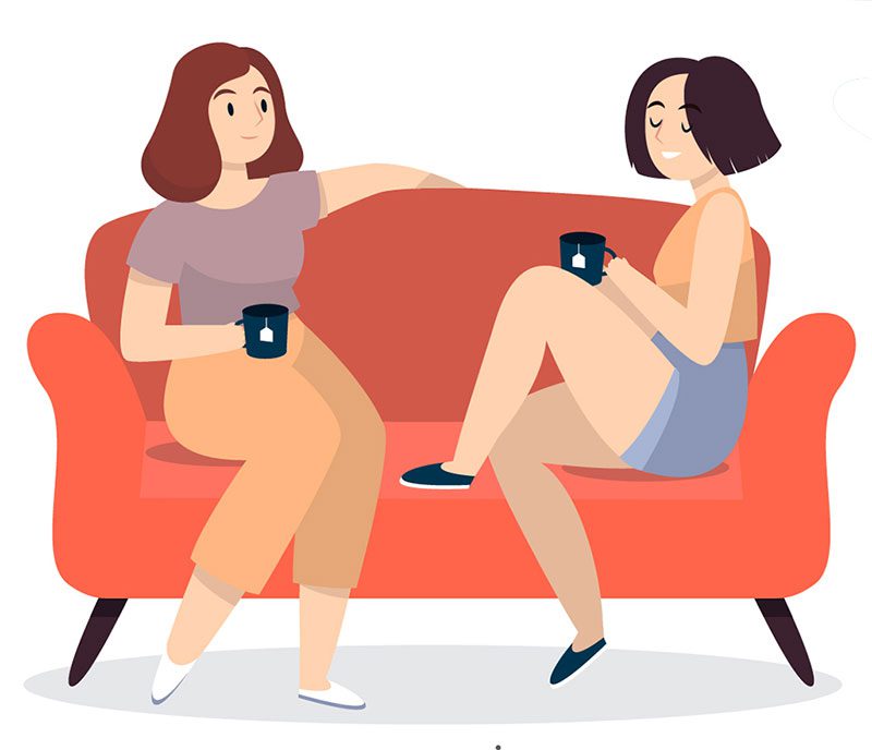 Illustration of two women chatting