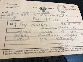 An image of a telegram Luigi sent to Joy