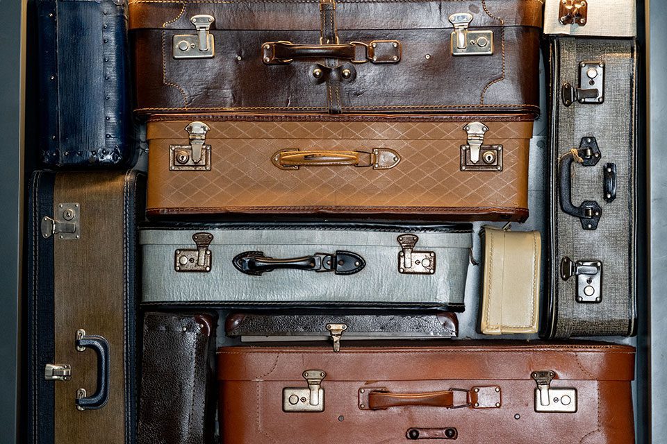 Stack of vintage luggage