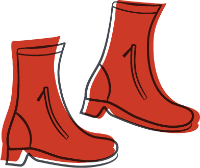 Illustration of boots with flowers in them