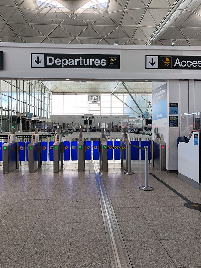 Empty departure area for Kathryn's flight