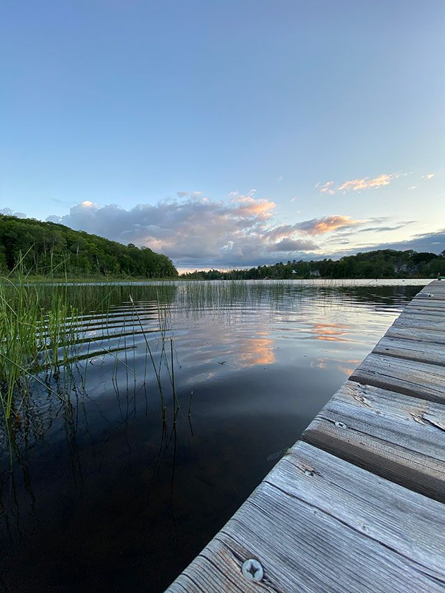 View of the lake in Muskoka at dusk