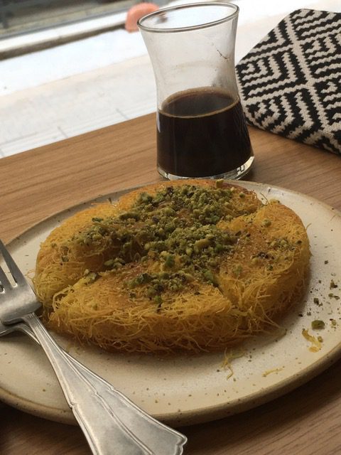 Image of Kunefe, a traditional dish, at Feyrouz