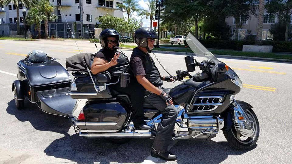 Mary Clark and her former flame on his motorcycle in Florida