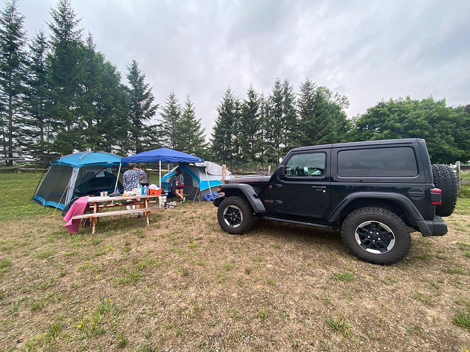 Amanda's campsite in Tobermory with her fateful jeep