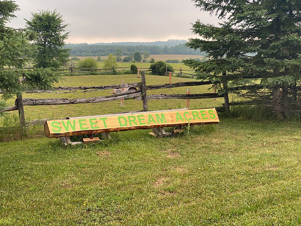 Sign at the entrance of Dream Acres