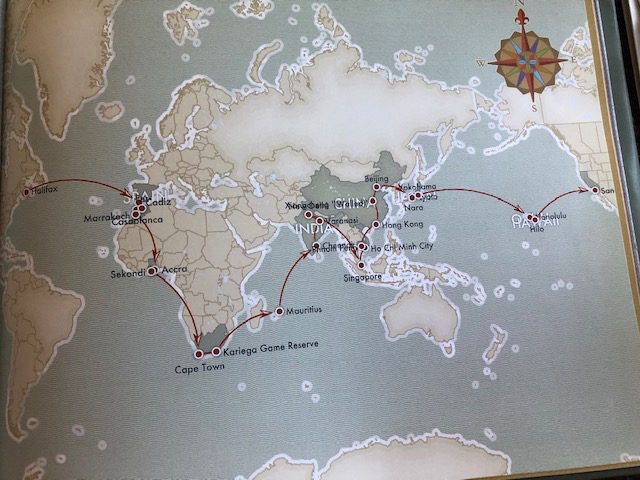 Map detailing Marillee's semester at sea voyage