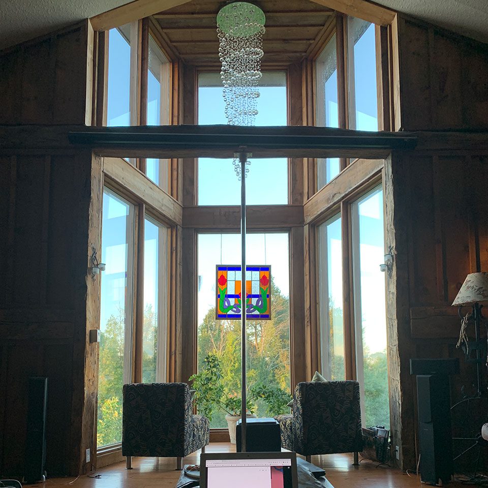 Interior view of large window at Five Star Hay Loft