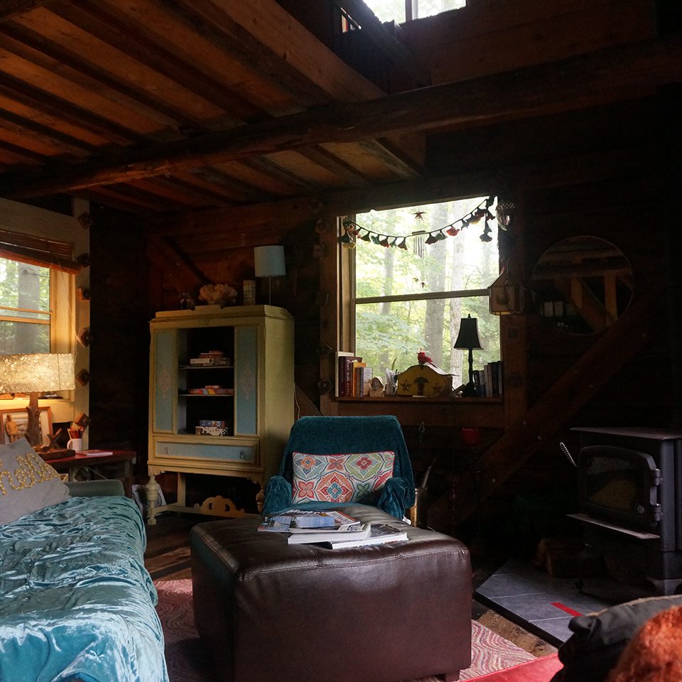 Interior of 1850s log cabin