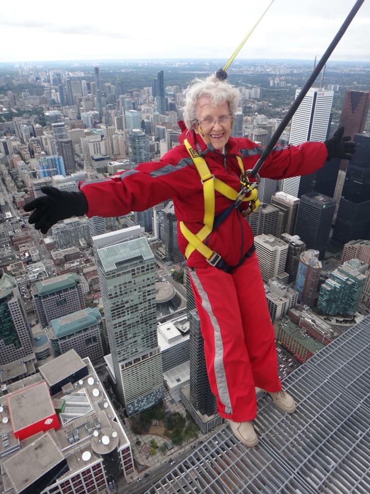 Mature traveller doing the CN Tower Walk
