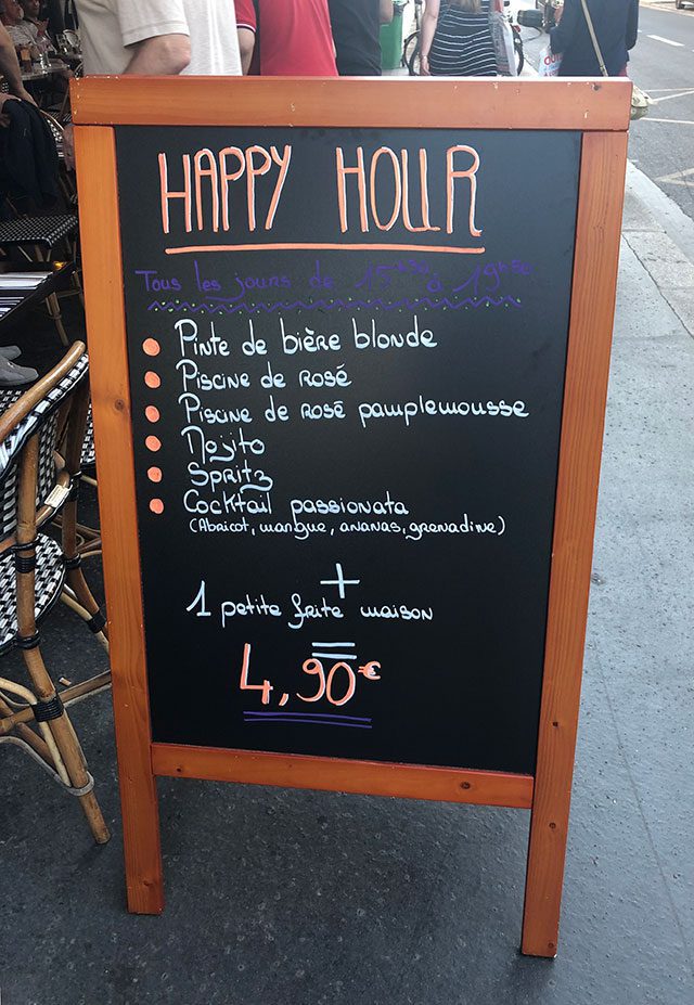 A menu board in paris