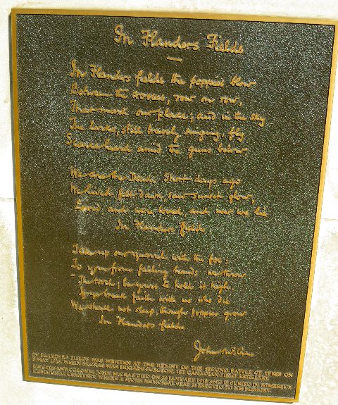 Image of plaque at Flander's Field, Belgium