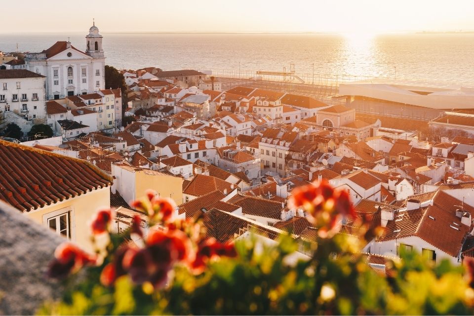 Golden hour view of Lisbon, Portugal