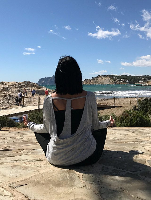 Maria connecting with herself through meditation