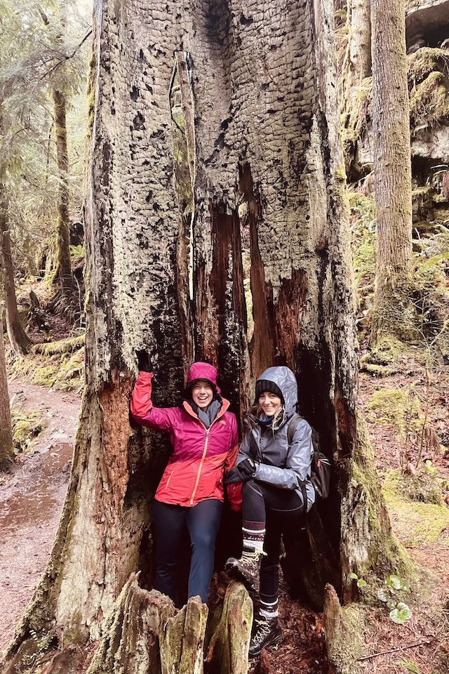 Danika and our Editor Amanda hamming it up in an old growth forest along the Sunshine Coast in beautiful British Columbia