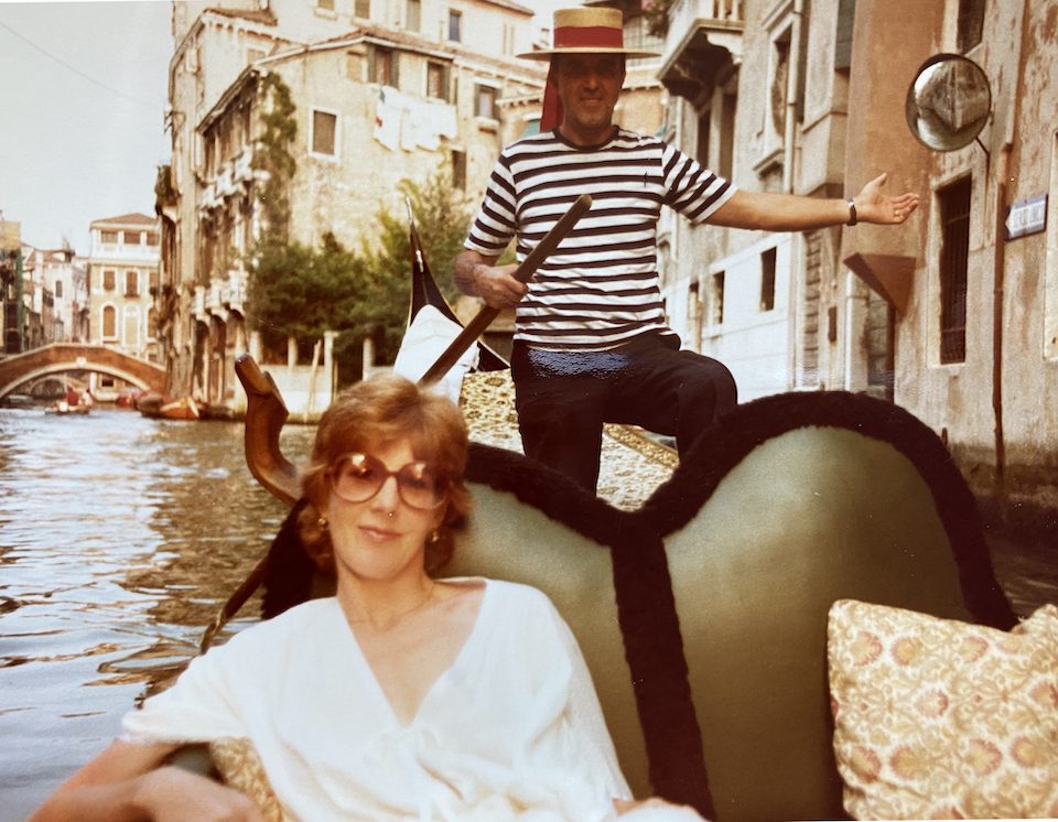 Diane Eden sitting in a gondola in Venice