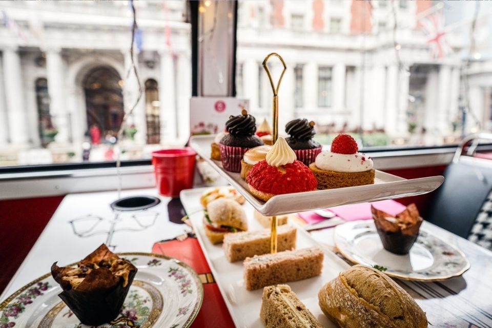 Afternoon tea service at a cafe in London, England