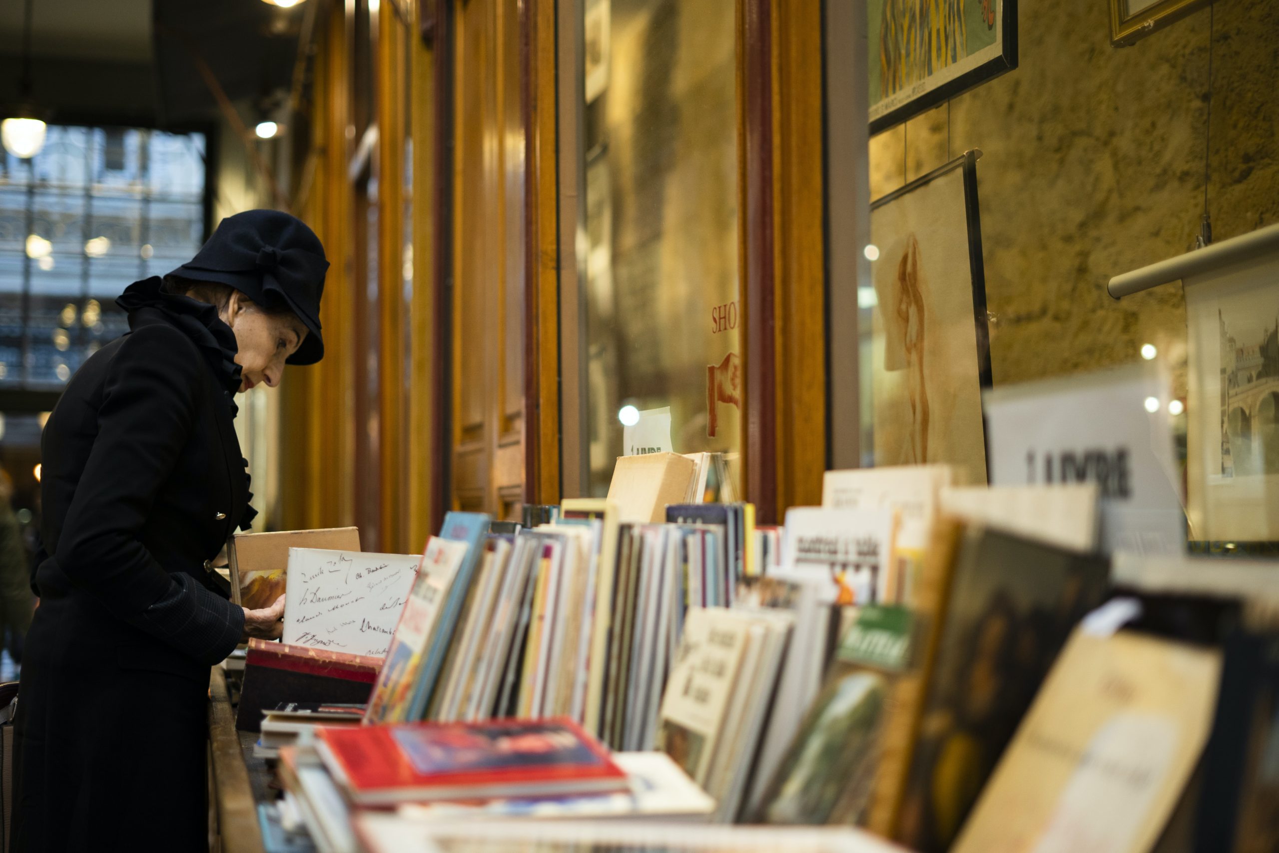 woman in bookstore