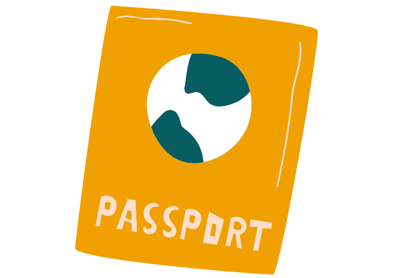 A cartoon image of a passport