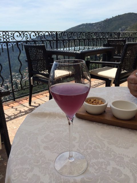 A lavender welcome cocktail at Chateau Eza