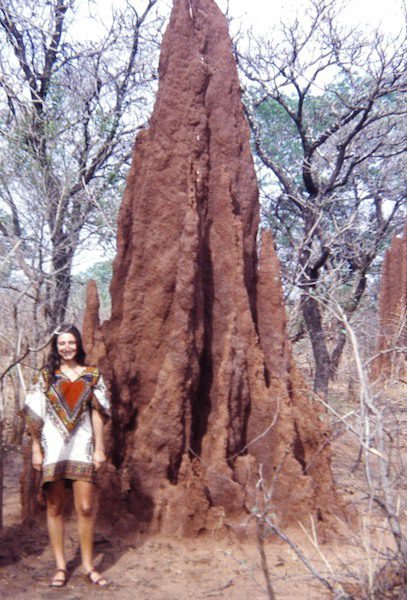 Diane and termite hill in Nigeria, 1973