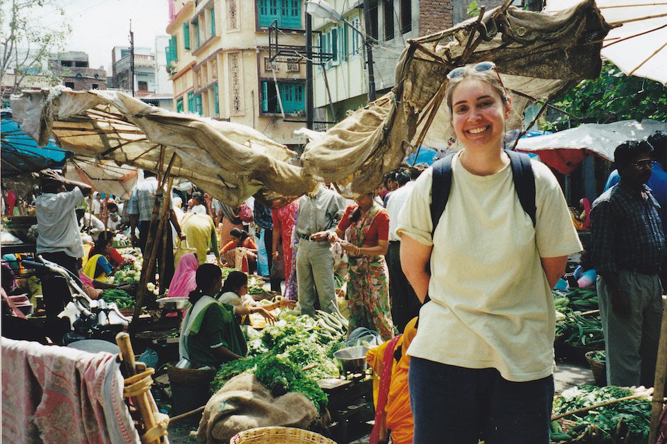 Janet at a local market in India