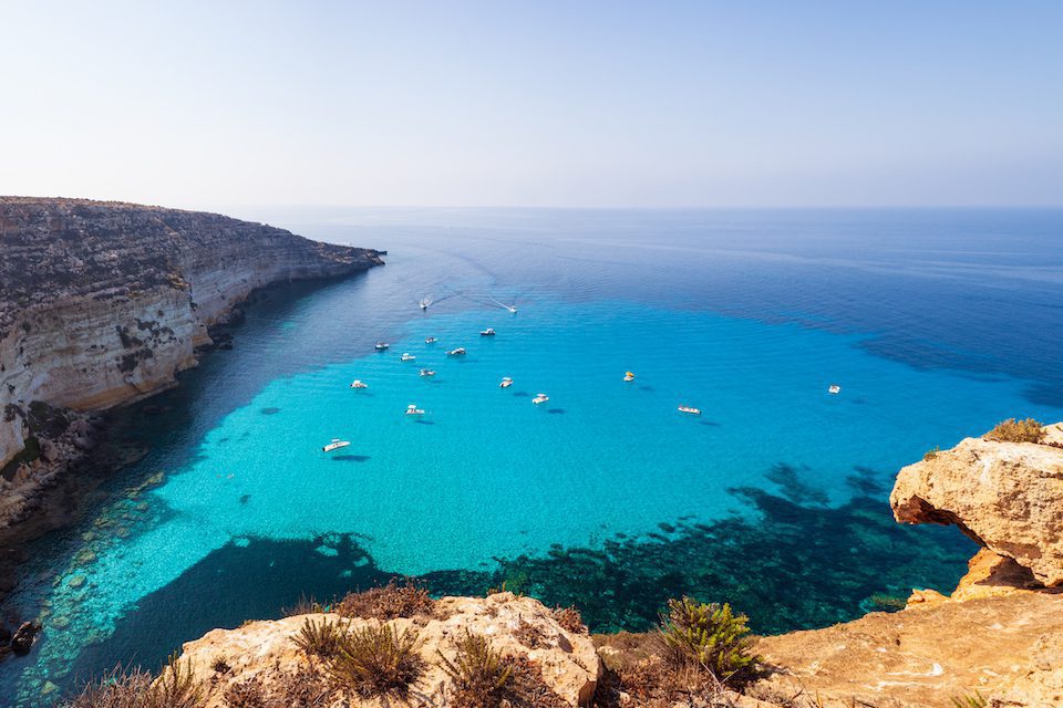 View of Tabaccara famous sea place of Lampedusa