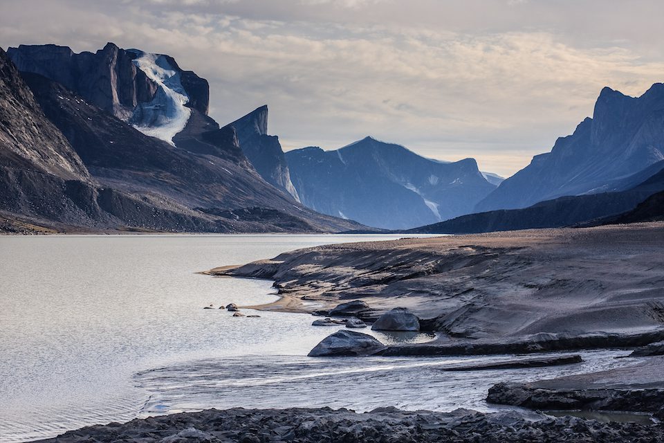 Breidablik Peak and Mount Thor across Summit Lake on Baffin Island
