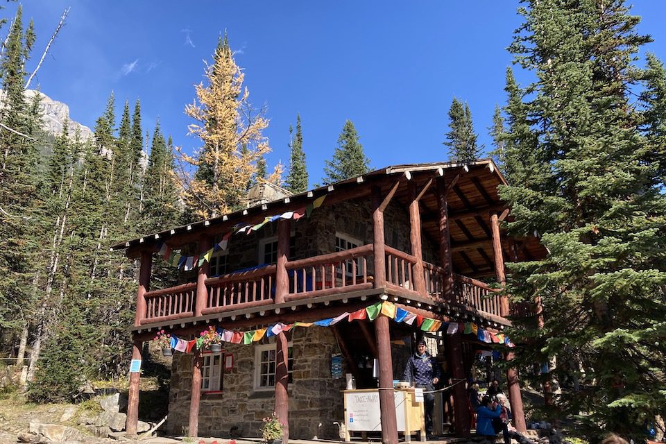 The Plain of Six Glaciers Teahouse was built in 1927 and rewards hikers with baked goods, sandwiches, hot soup and beverages