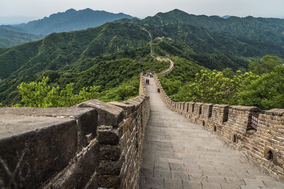 Looking down the Great Wall of China
