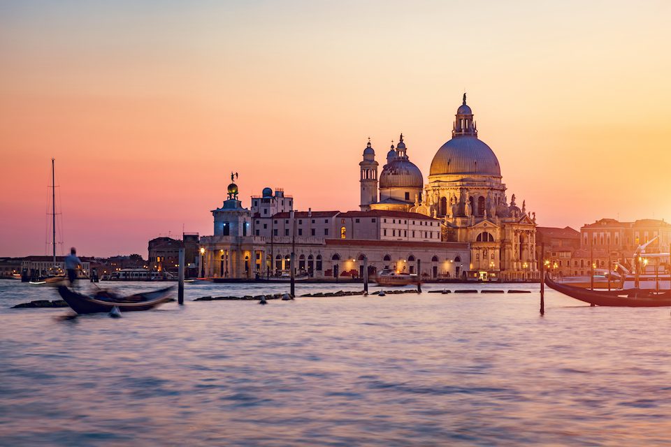 Santa Maria della Salute church in Venice at sunset books about italy