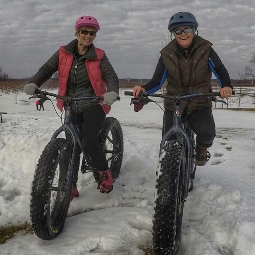 Donna Marie and Robin on fat bikes
