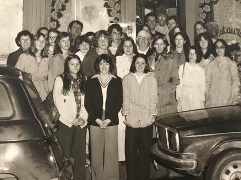 Jane Claud (far right, wearing tinted glasses) with the French Club on the 1978 trip to Paris that sparked her wanderlust