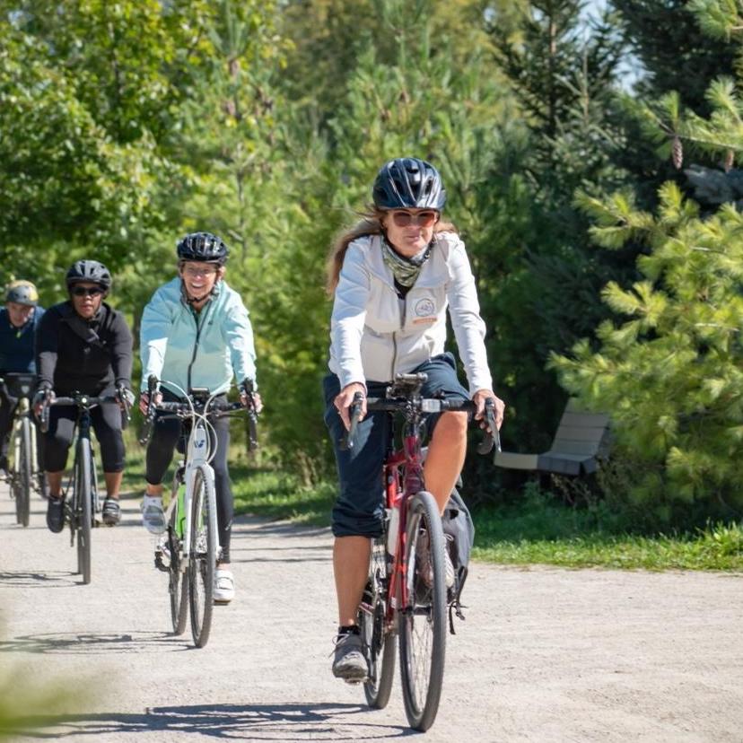 Ontario by Bike executive director Louisa Mursell riding her bike