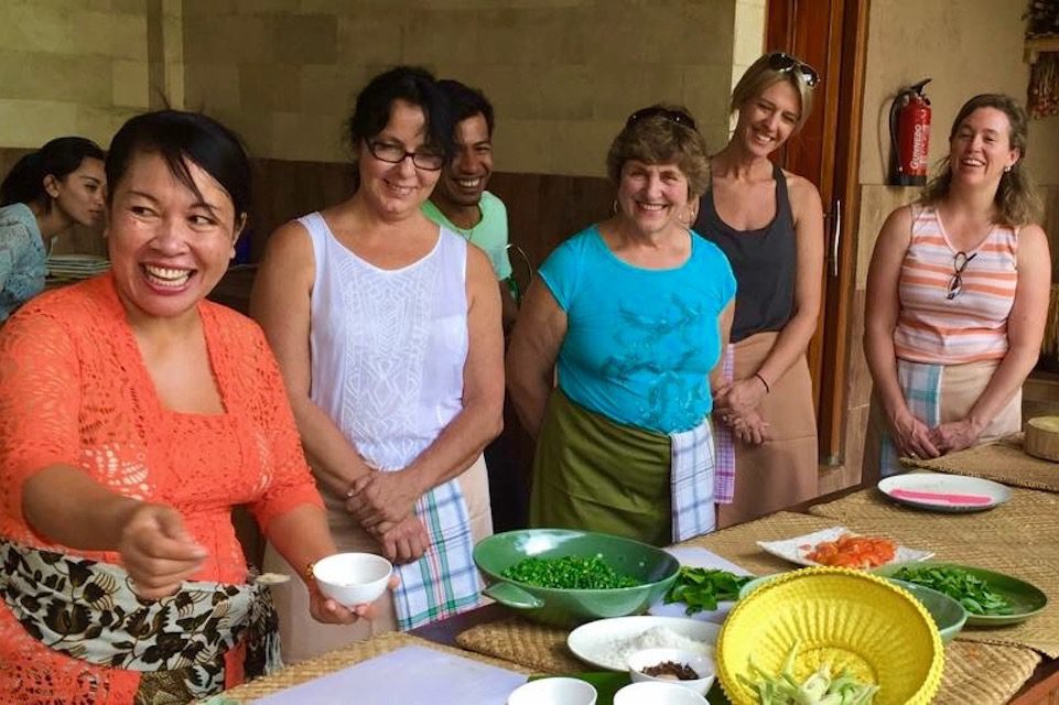 A group of women in a cooking lesson in Bali