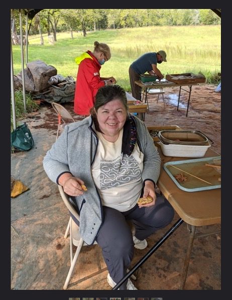 Citizen science makes a person hungry! Wendy taking a cookie break from her meticulous work at Montpelier