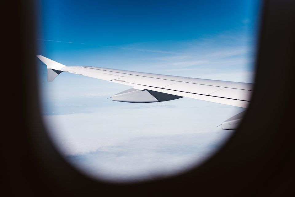 View through the airplane window