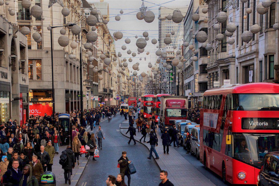 Oxford Street bustling with shoppers in London