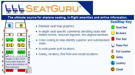 Seat Guru flight lookup program