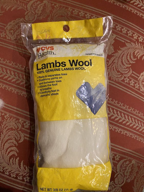 A pack of lamb's wool, part of my Camino de Santiago packing list, helps prevent blisters