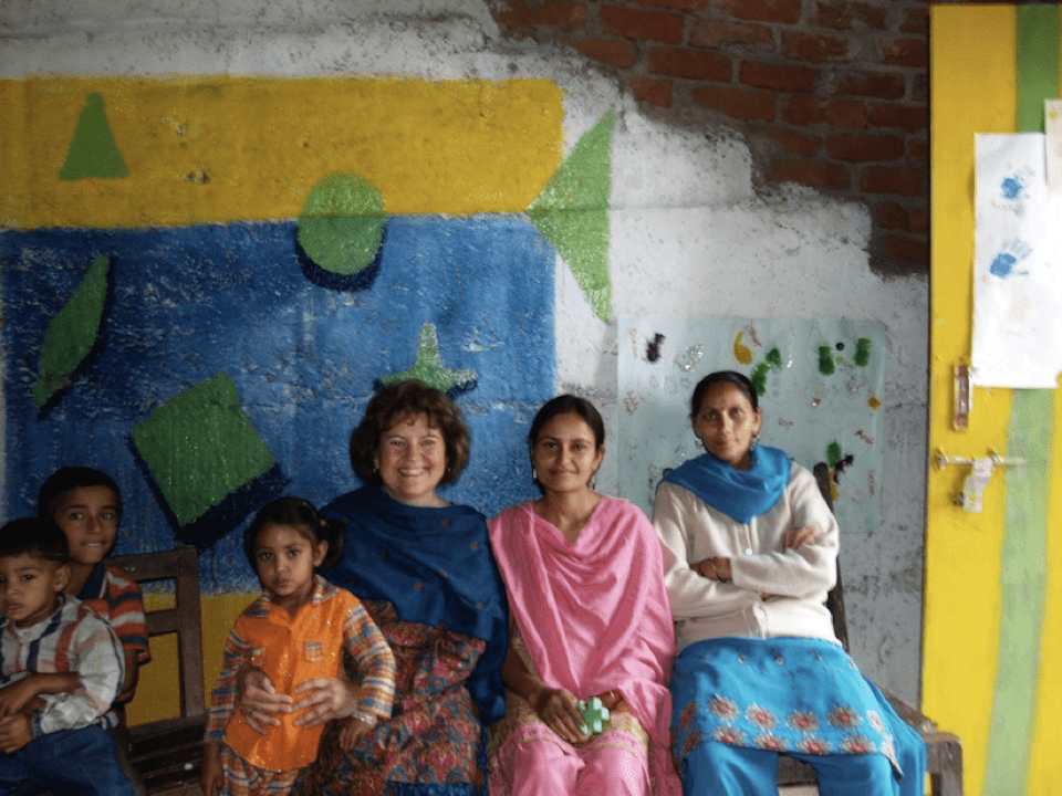 Sandra Hammink at the school she volunteered at in India