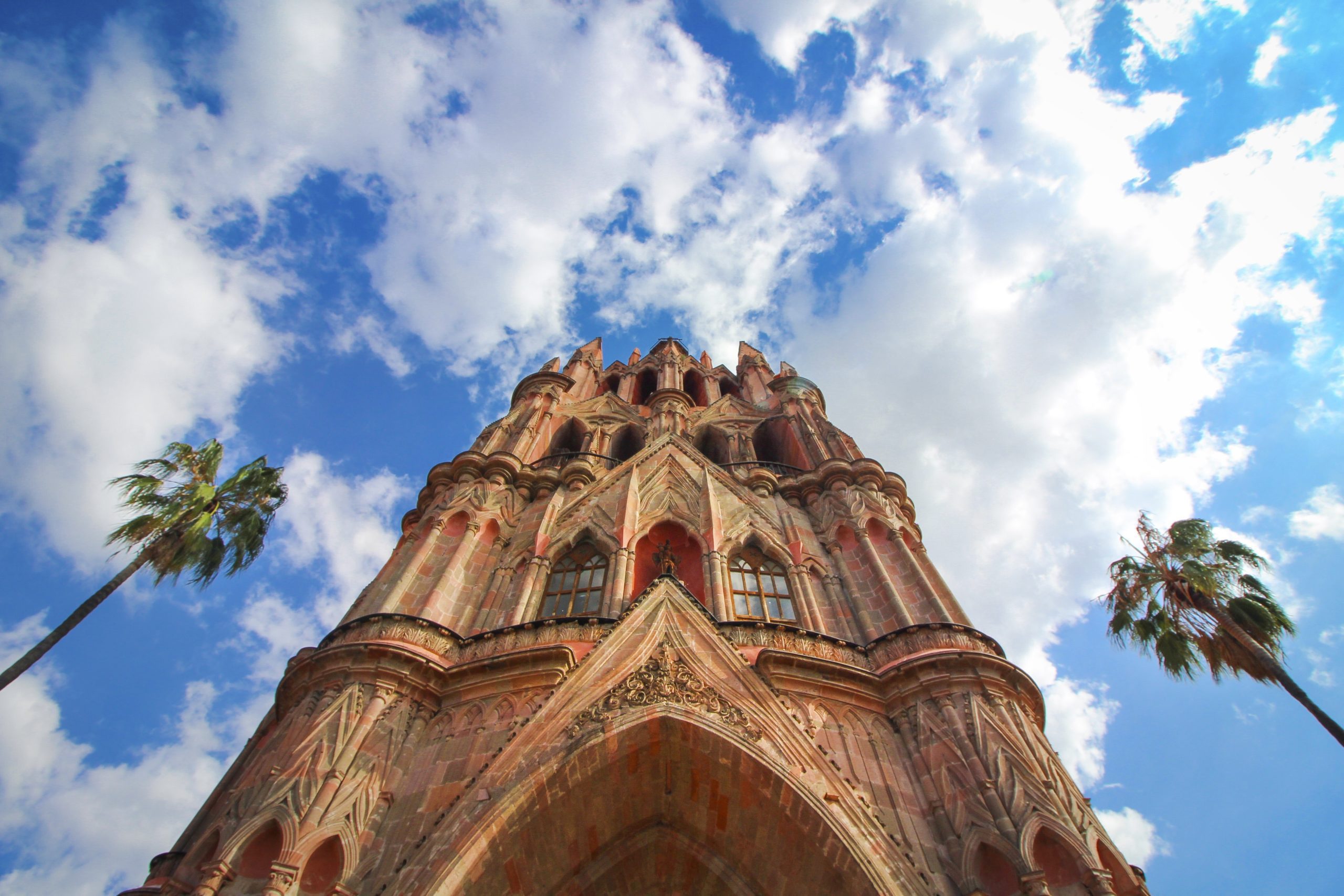 Looking up at Parroquia-de San Miguel de Allende